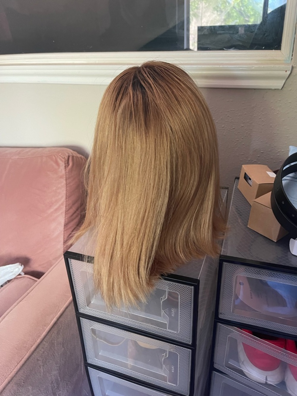 Blonde Long Bob Human Hair Closure Wig - Picture 3 of 4